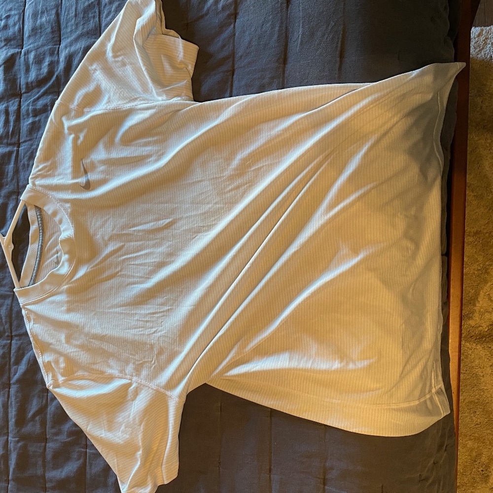 Nike Dri-Fit T-Shirt, White with gray stripes